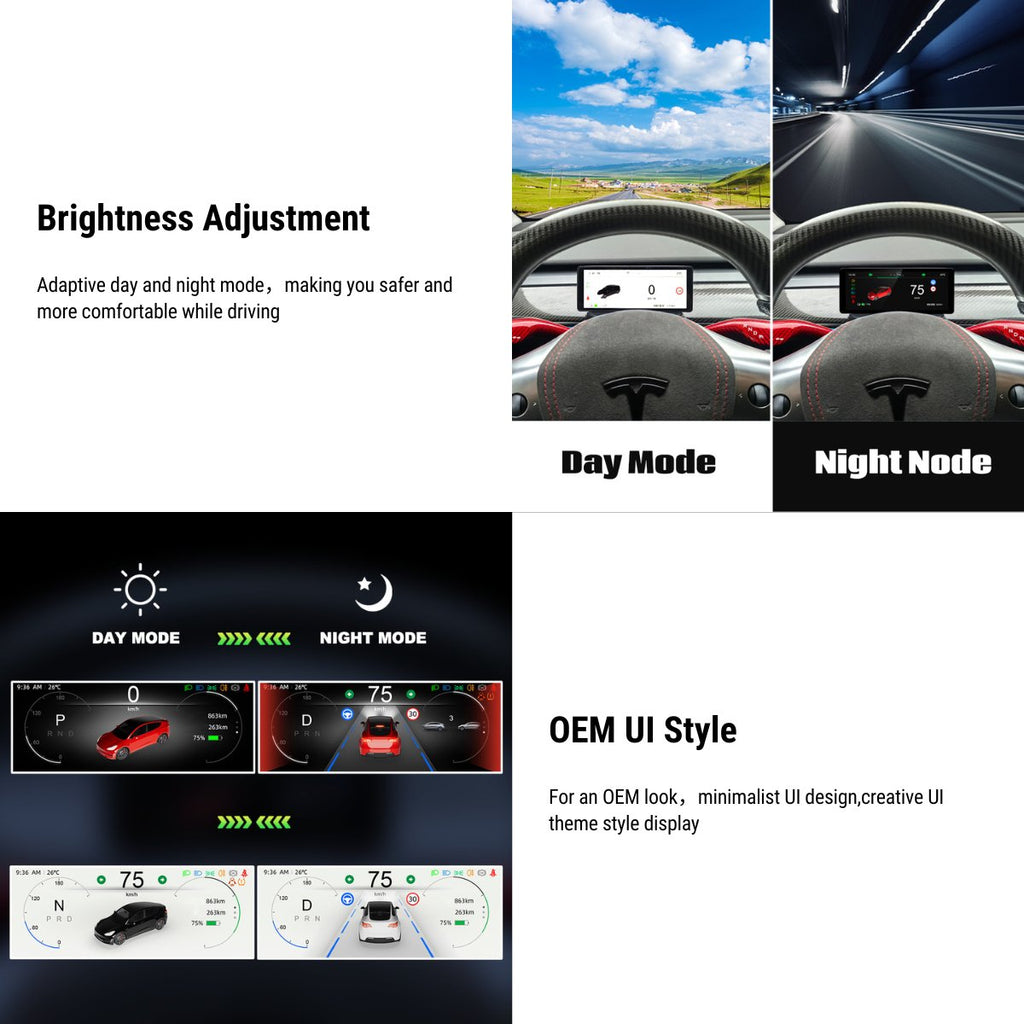 Ruiyyco6.2'' Dashboard Screen Display for Tesla Model 3 Highland / Model Y